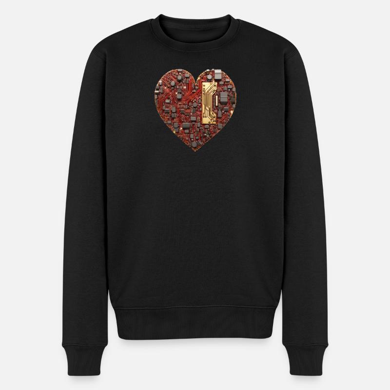 Herz aus Schaltkreisen - Männer Premium Bio Pullover - Schwarz