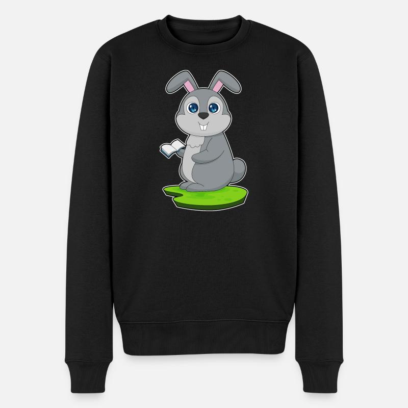 Hase Buch - Männer Premium Bio Pullover - Schwarz