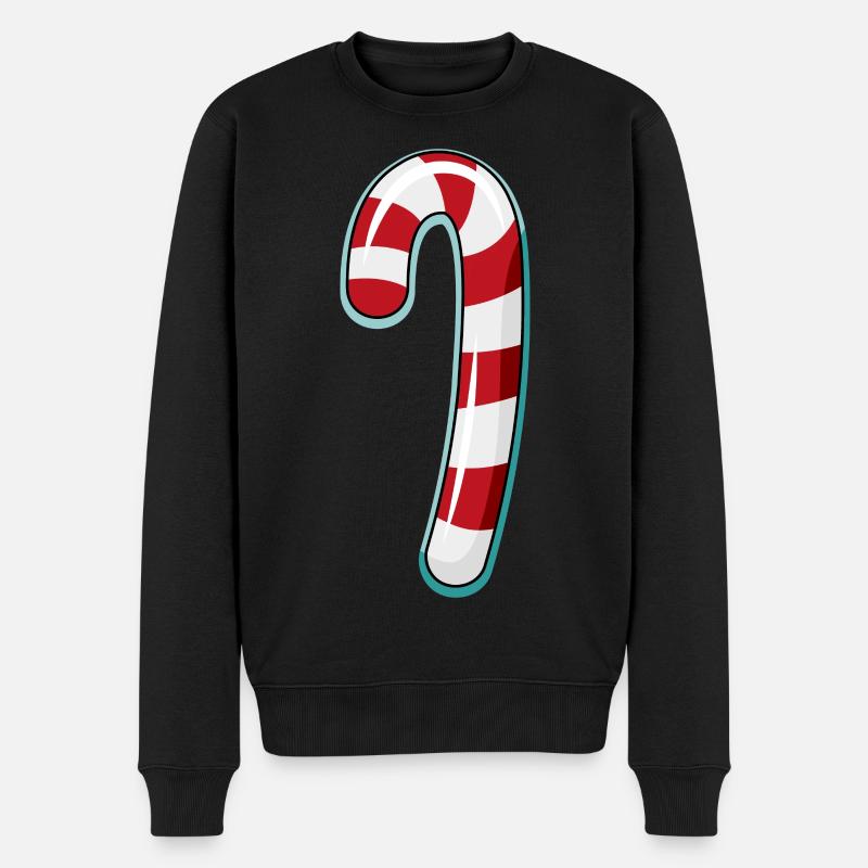 Zuckerstange gestreiftes Design - Männer Premium Bio Pullover - Schwarz