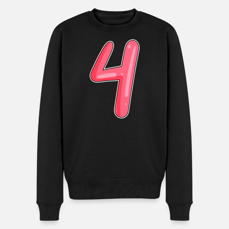 4 - Vier Zahl Nummer - Männer Premium Bio Pullover - Schwarz