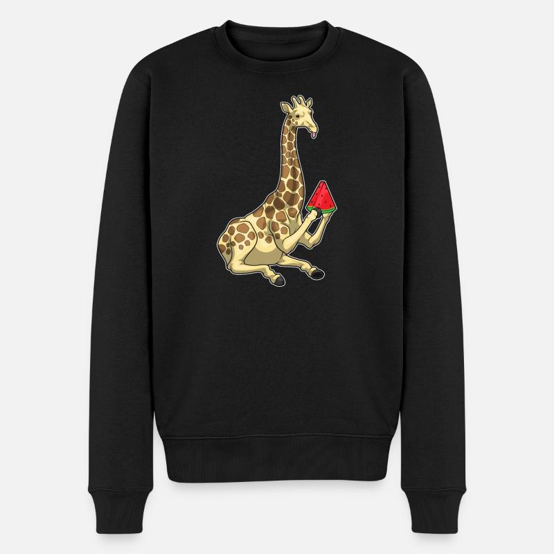 Giraffe Wassermelone - Männer Premium Bio Pullover - Schwarz