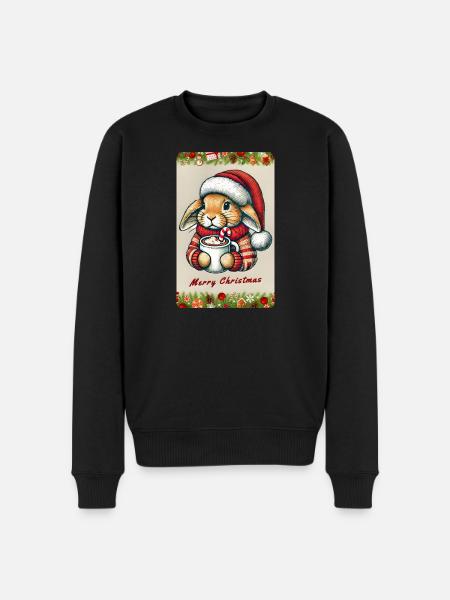 Christmas bunny with hot chocolate - Men's Premium Organic Jumper - black