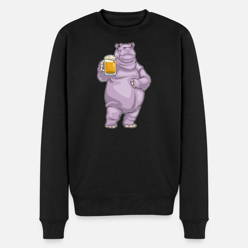 Nilpferd Krug Bier - Männer Premium Bio Pullover - Schwarz