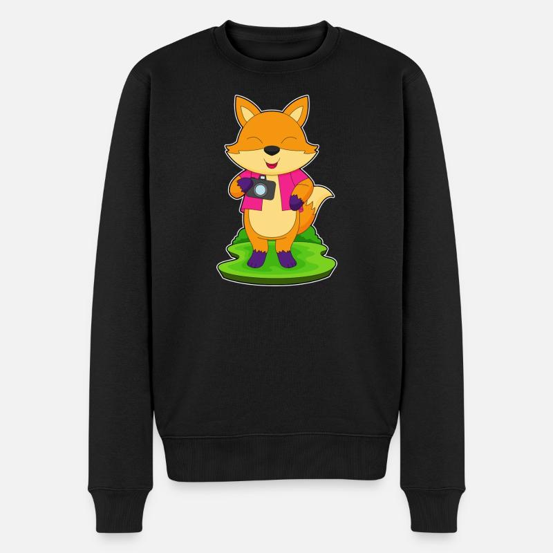 Fuchs Fotograf Kamera - Männer Premium Bio Pullover - Schwarz