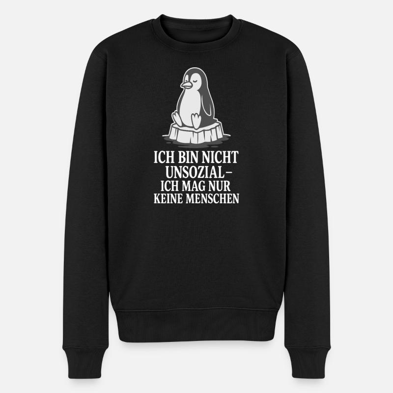 Pingouin sur glace avec dicton - Pull Premium bio Homme - noir