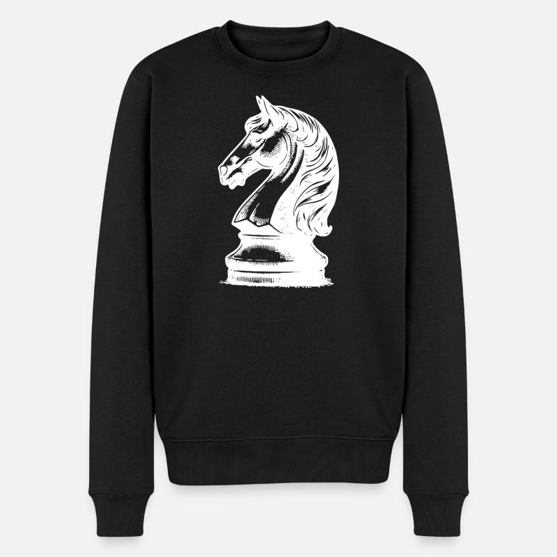 Schachbrett mit Schachfiguren König und Bauern - Männer Premium Bio Pullover - Schwarz