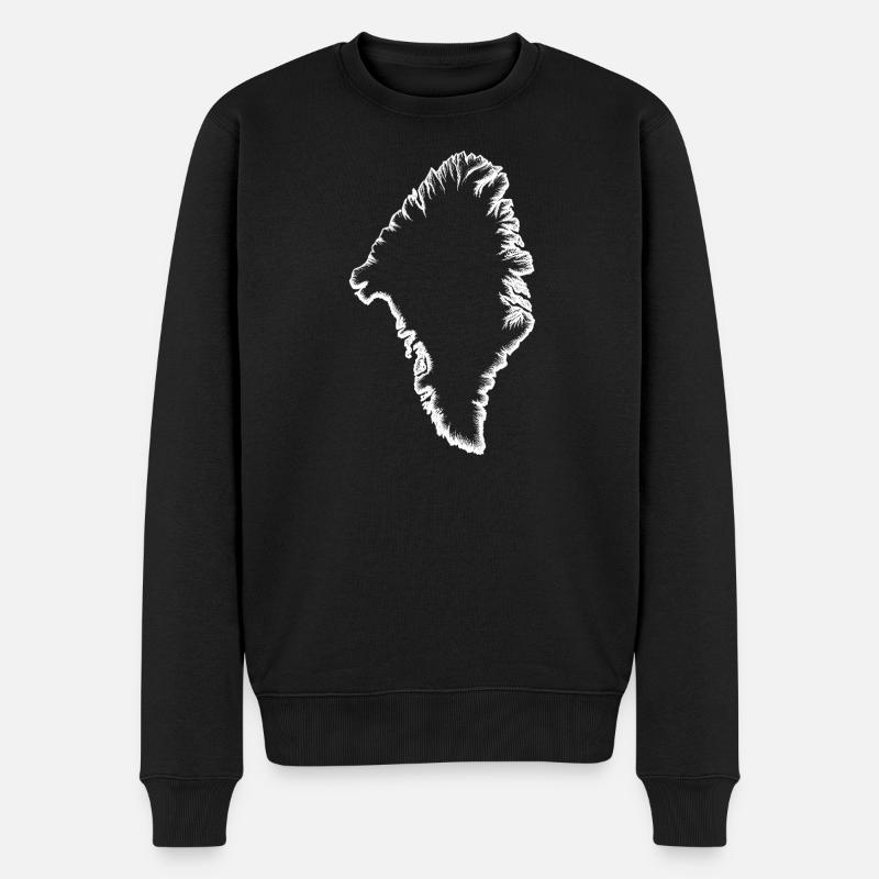 Grönland-Silhouette weiß - Männer Premium Bio Pullover - Schwarz