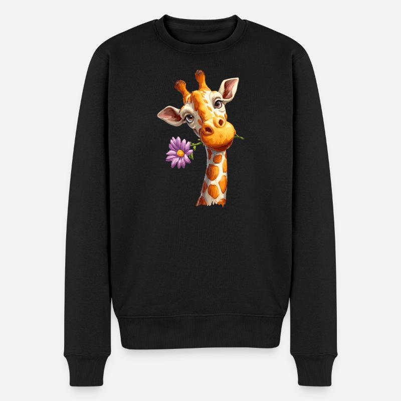 Girafe à fleur - Pull Premium bio Homme - noir