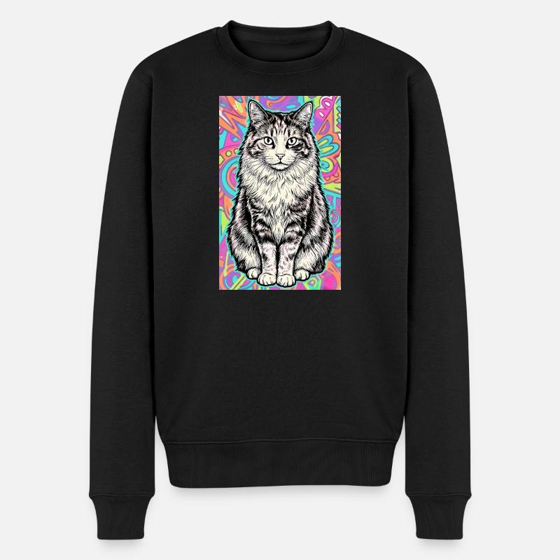 Katze - Männer Premium Bio Pullover - Schwarz