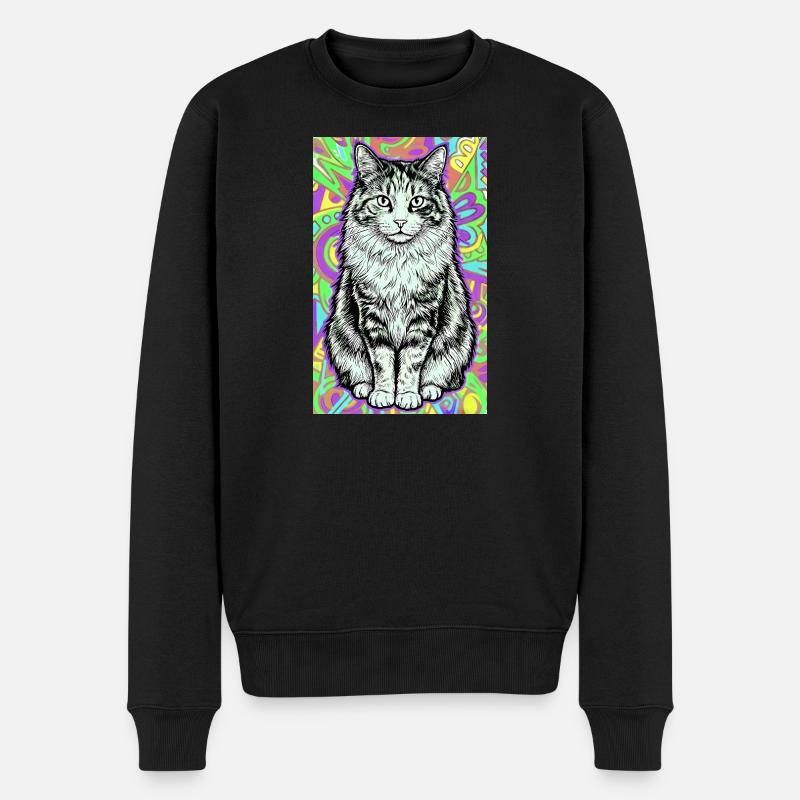 Katze - Männer Premium Bio Pullover - Schwarz