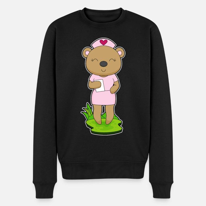 Bear Nurse Sticky Note - Men's Premium Organic Jumper - black