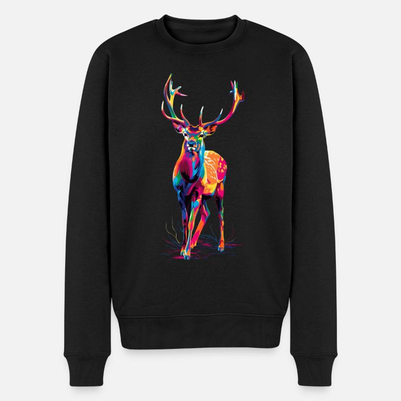 Reh - Männer Premium Bio Pullover - Schwarz