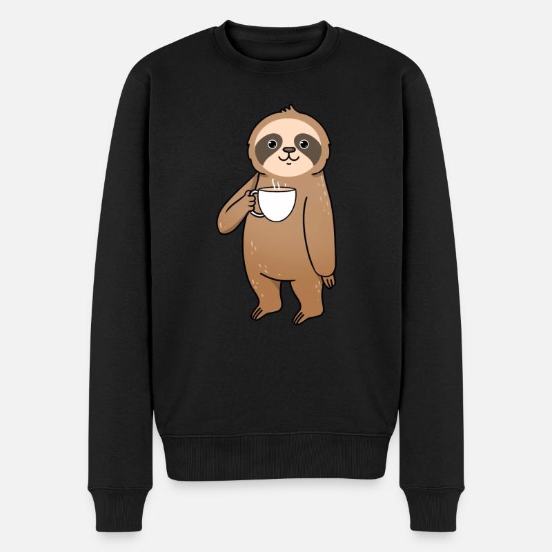 Sloth drinks coffee - Men's Premium Organic Jumper - black