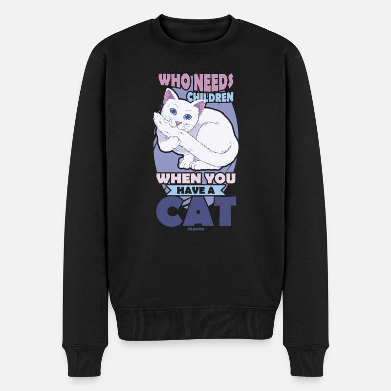 Katzenmama - Männer Premium Bio Pullover - Schwarz
