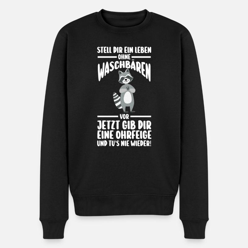 Waschbär - Männer Premium Bio Pullover - Schwarz