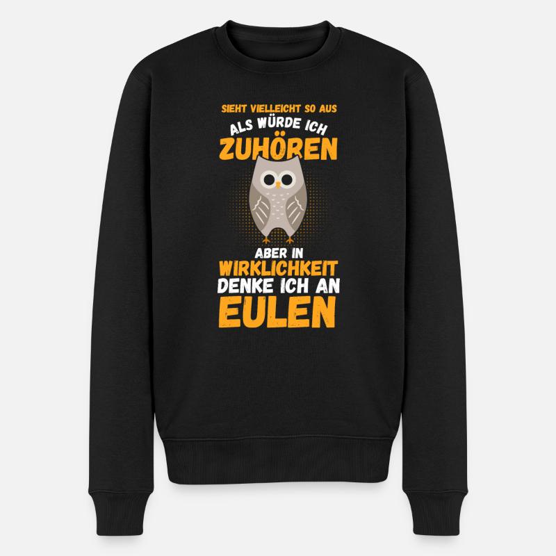 Eulen - Männer Premium Bio Pullover - Schwarz