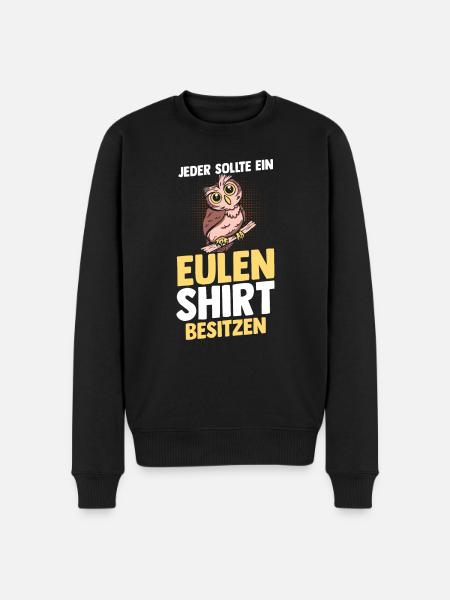 Eulen - Männer Premium Bio Pullover - Schwarz