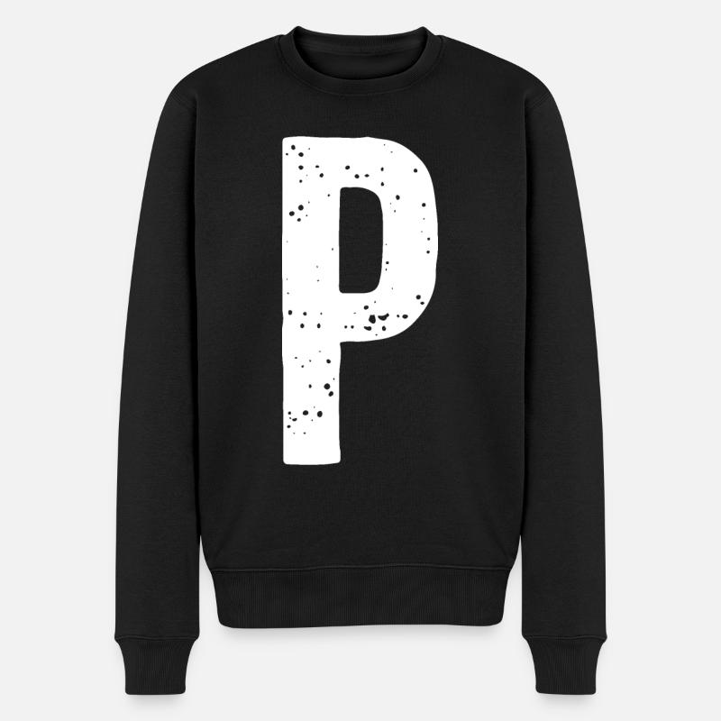 Lettre P - Pull Premium bio Homme - noir