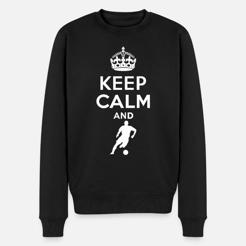 Keep Calm - Fussball - Männer Premium Bio Pullover - Schwarz