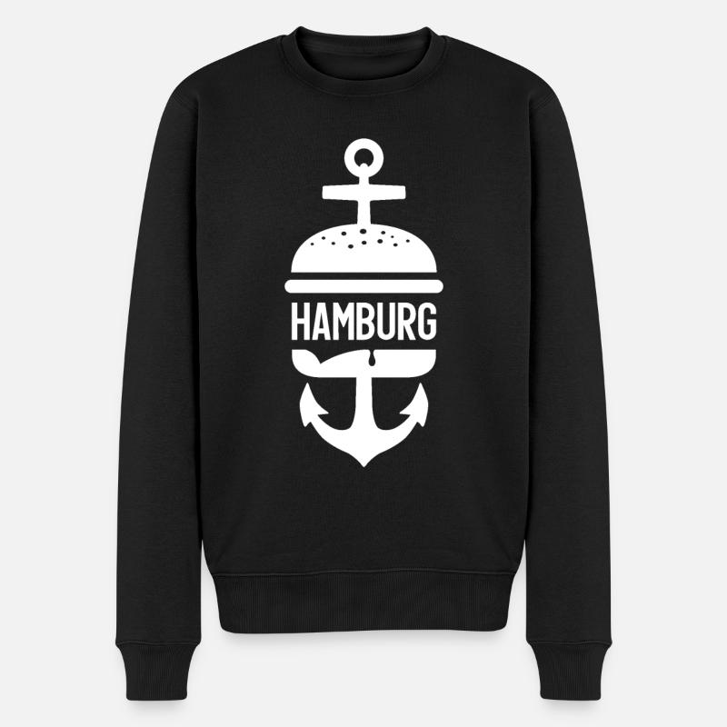 HAMBURG HAMBURGER - Männer Premium Bio Pullover - Schwarz