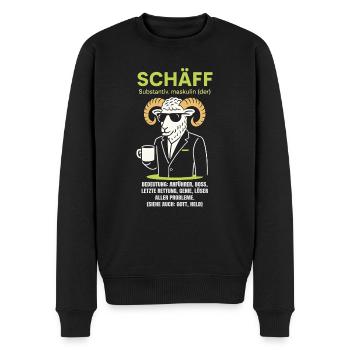 Schaf Spruch Schäff Lustig Geschenkidee Schafe - Männer Premium Bio Pullover - Schwarz - Vorne - Nico (187cm)