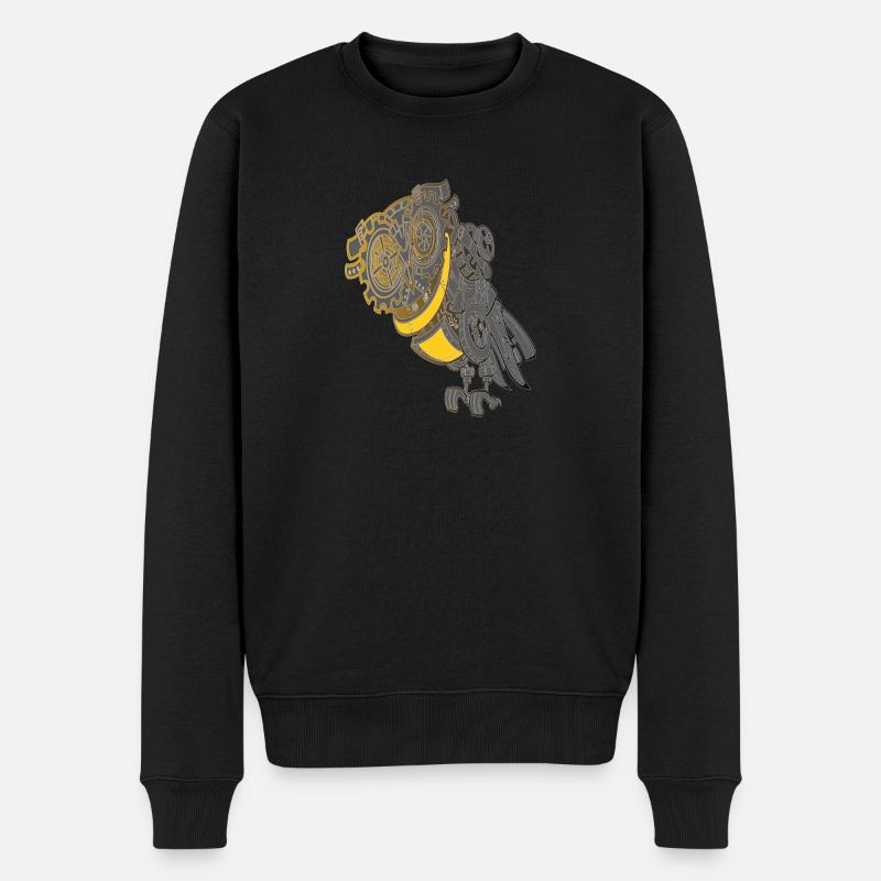 Steampunk Eule - Männer Premium Bio Pullover - Schwarz