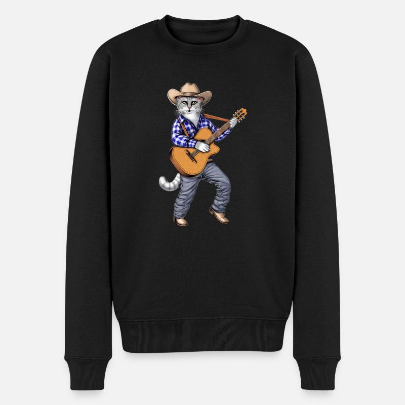 Cowboy Cat Guitariste - Pull Premium bio Homme - noir