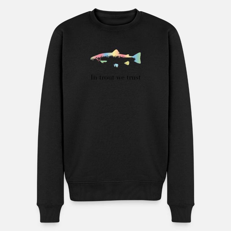 Auf Forellen vertrauen wir - Männer Premium Bio Pullover - Schwarz