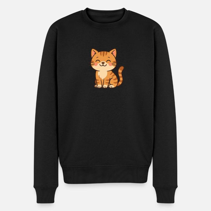 süße bunte Regenbogenkatze - Männer Premium Bio Pullover - Schwarz