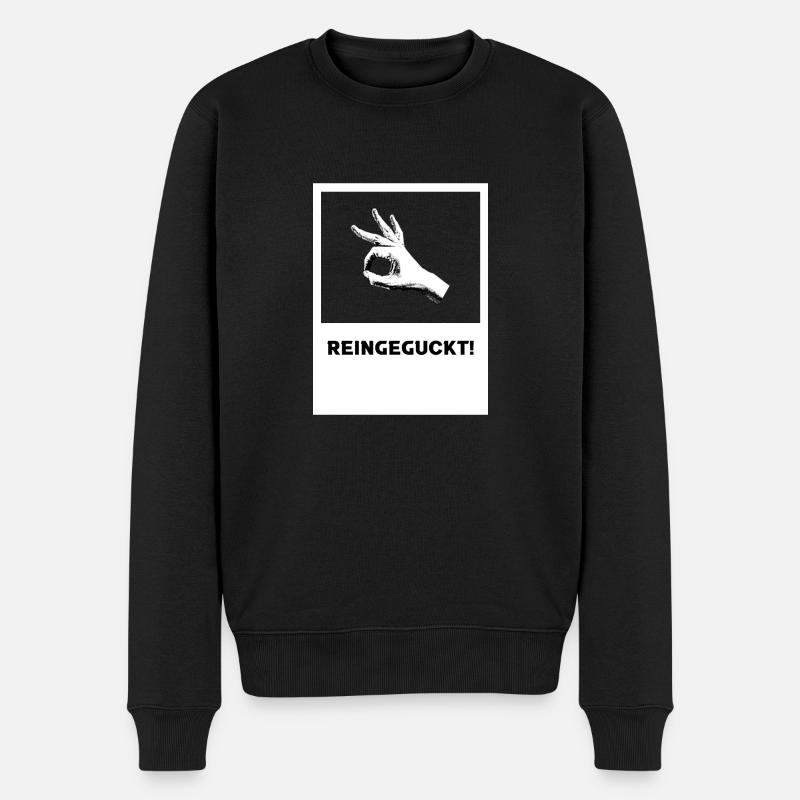 Reingeguckt Logo - Männer Premium Bio Pullover - Schwarz