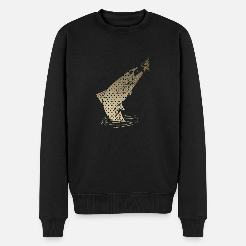 Fliegenfischen Regenbogenforelle Angler Angeln - Männer Premium Bio Pullover - Schwarz