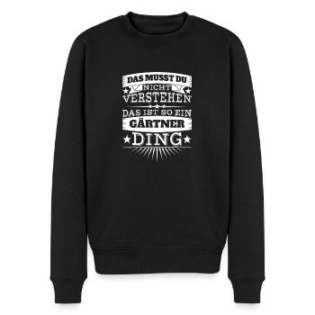 Gärtner - Männer Premium Bio Pullover - Schwarz - Vorne - Nico (187cm)