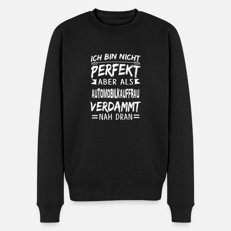 AUTOMOBILKAUFFRAU - Männer Premium Bio Pullover - Schwarz