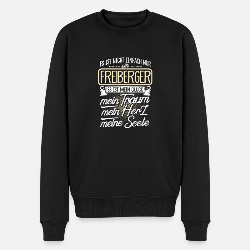 FREIBERGER - Herz - Männer Premium Bio Pullover - Schwarz