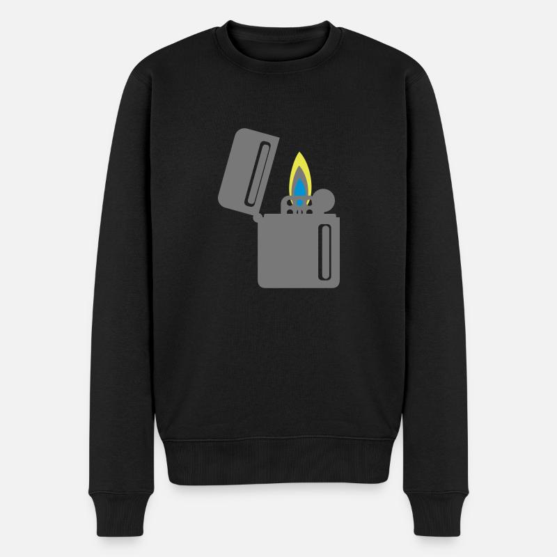 Feuerzeug - Männer Premium Bio Pullover - Schwarz