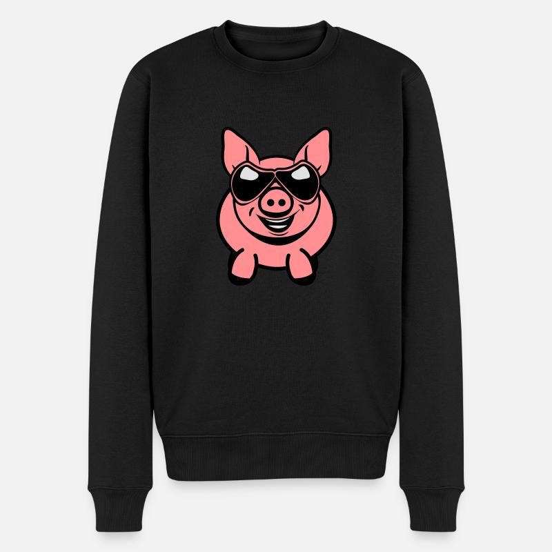 Lunette sympathique drôle de cochon - Pull Premium bio Homme - noir