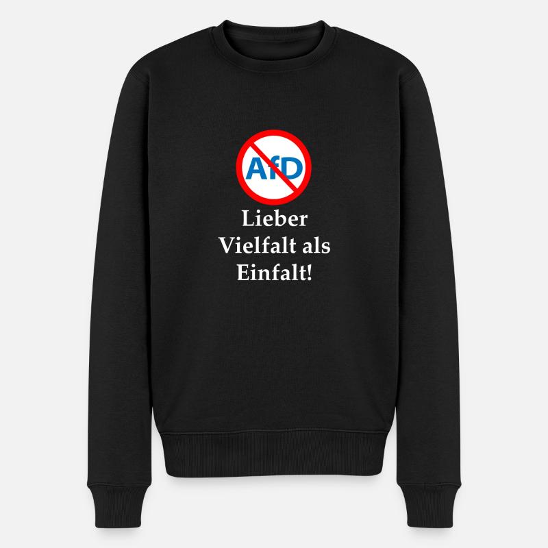 Gegen AfD! Vielfalt statt Einfalt - Männer Premium Bio Pullover - Schwarz