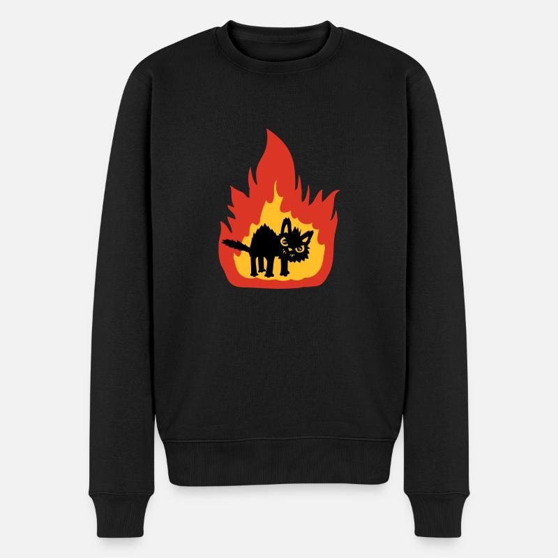 Brennende heiße Katze - Männer Premium Bio Pullover - Schwarz