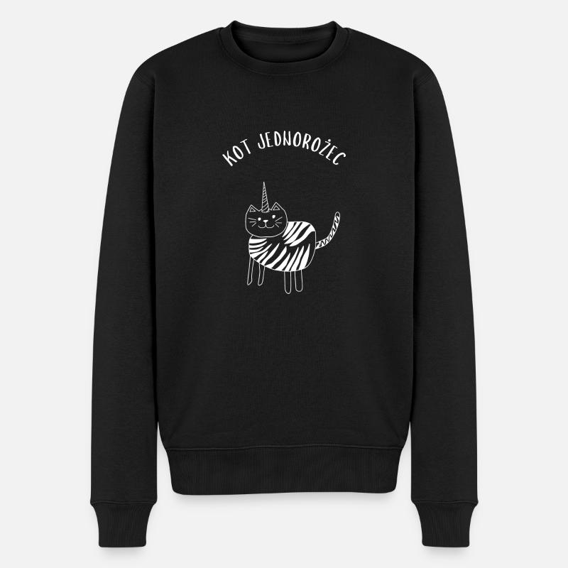 Einhornkatze - Männer Premium Bio Pullover - Schwarz