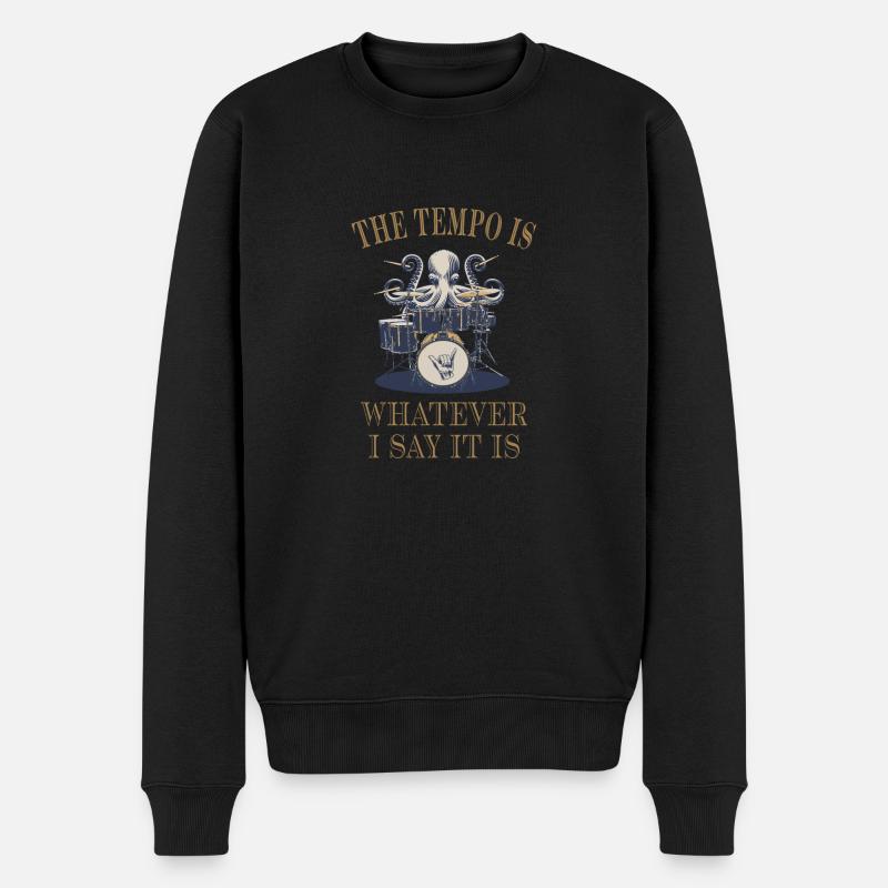Drums Drummer Octopus - Männer Premium Bio Pullover - Schwarz