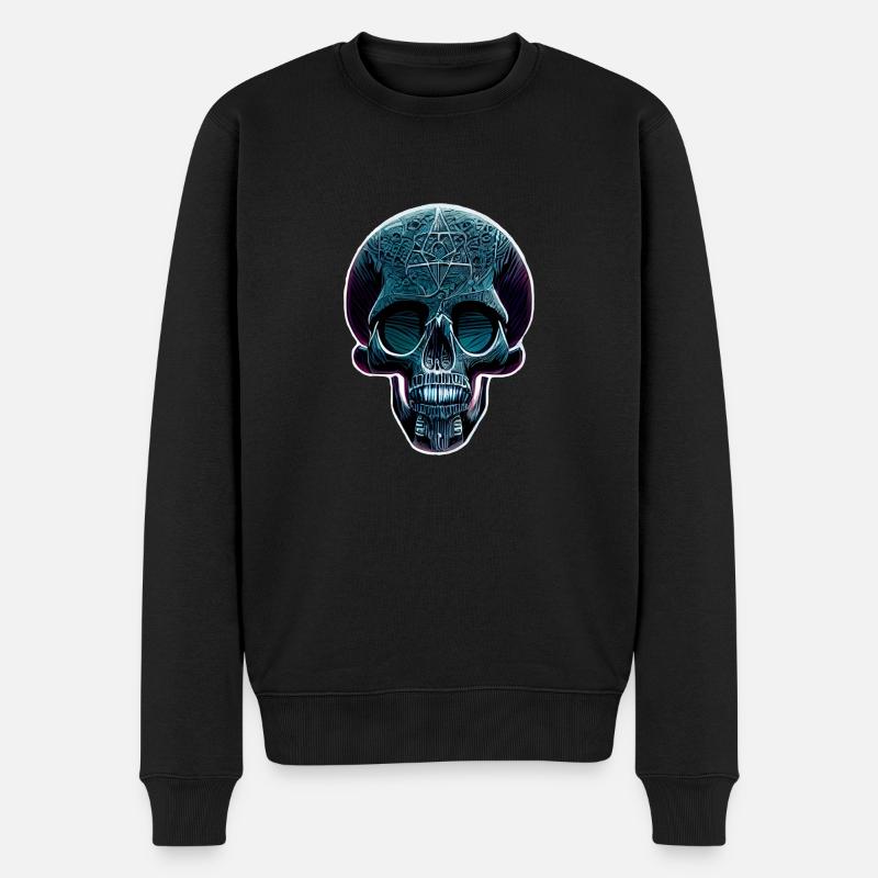 blauer Totenkopf - Männer Premium Bio Pullover - Schwarz