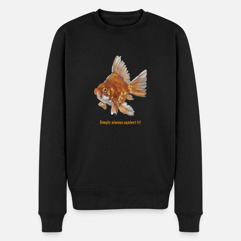 Stinkiger Goldfisch - Männer Premium Bio Pullover - Schwarz
