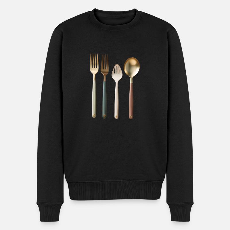 Gabeln und Löffel - Männer Premium Bio Pullover - Schwarz
