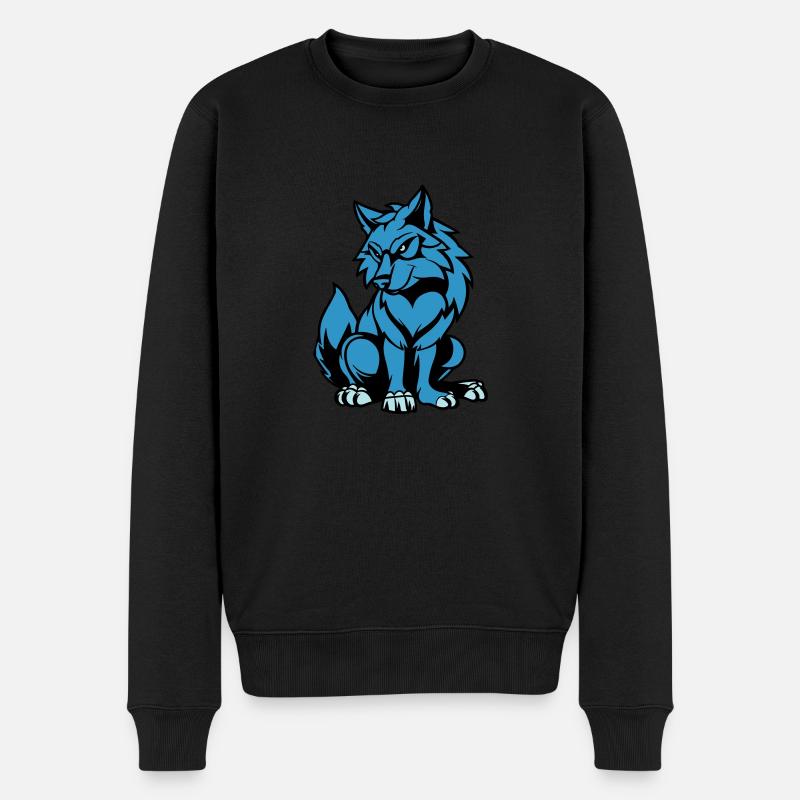 Loup Bande Dessinée Animal - Pull Premium bio Homme - noir