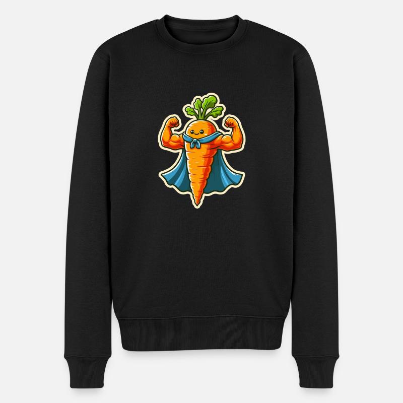 Superheld Karotte - Männer Premium Bio Pullover - Schwarz