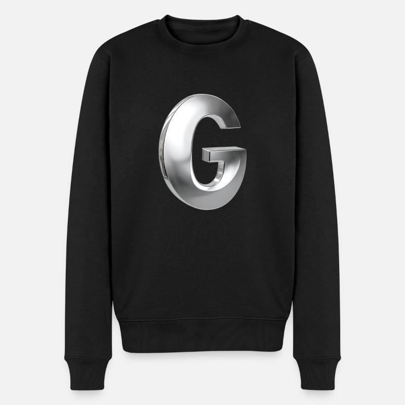 Chrome ,, G " Metallic - Männer Premium Bio Pullover - Schwarz