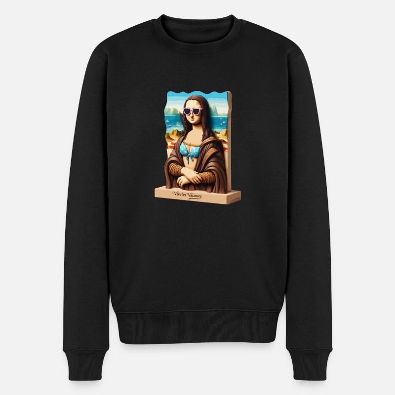 Mona Lisa en vacances - Pull Premium bio Homme - noir