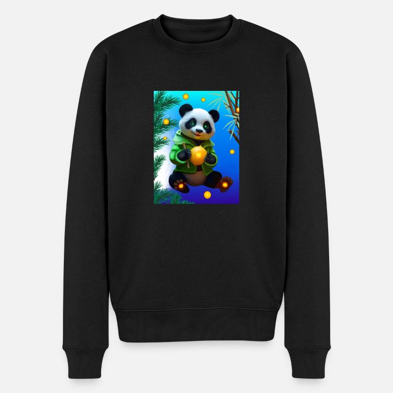 Cyber Zitrone Bambus Panda - Männer Premium Bio Pullover - Schwarz