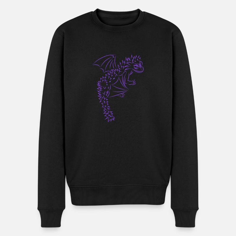 Nuri der kleine Drache, lila - Männer Premium Bio Pullover - Schwarz