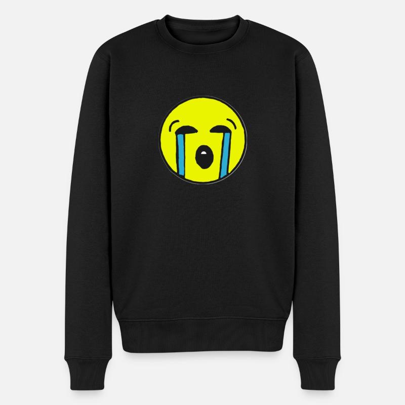 crying Emoji - Männer Premium Bio Pullover - Schwarz